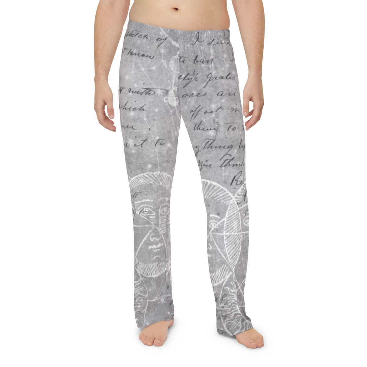 Men's Grey Vintage Paper Letter Pajama Pants