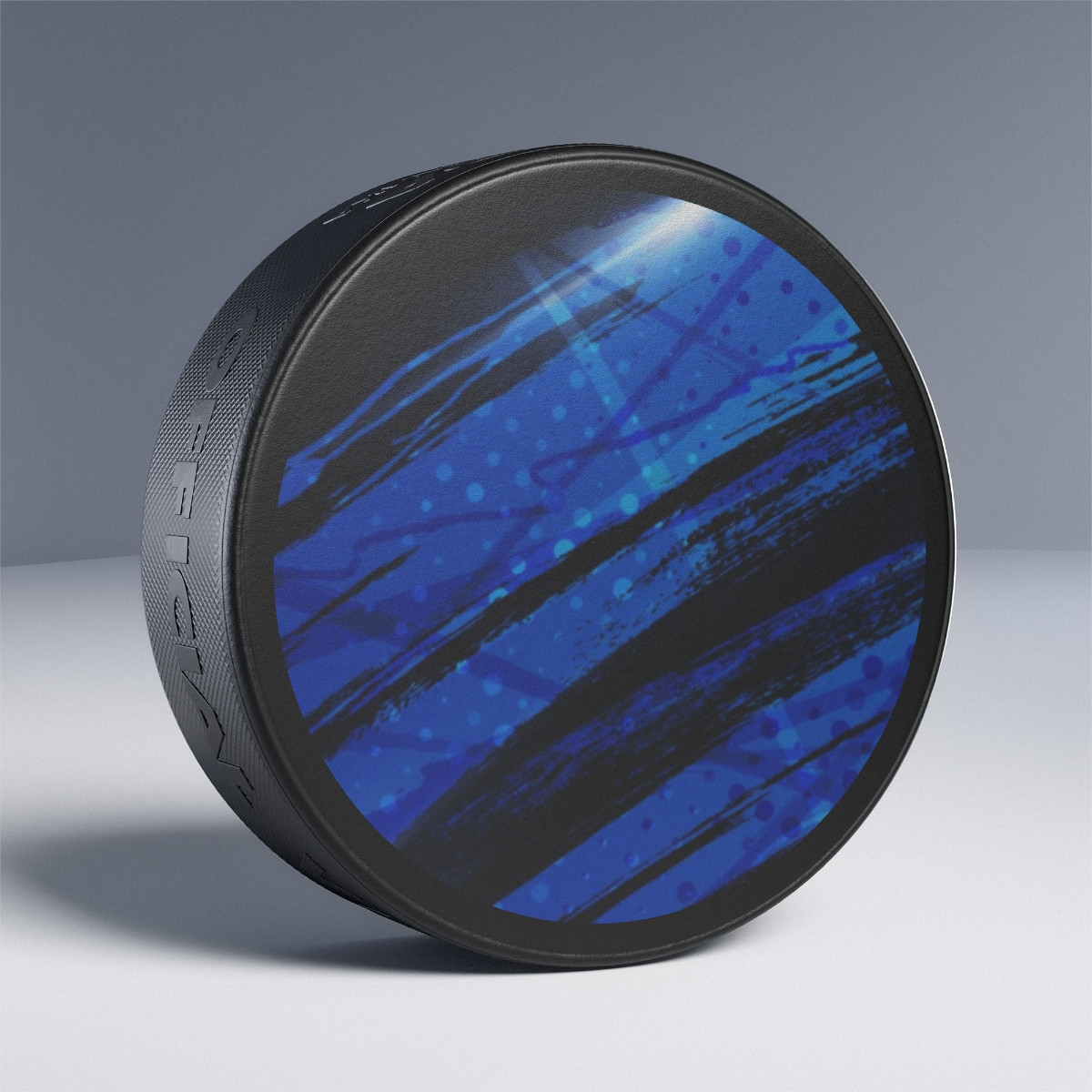 Blue Streak Hockey Puck