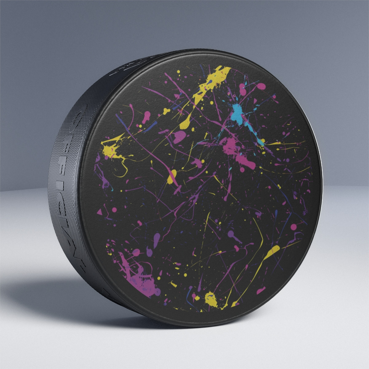 Colorful Splatter Hockey Puck