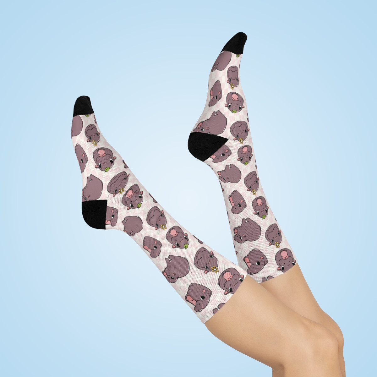 Moo Deng Hippo Socks