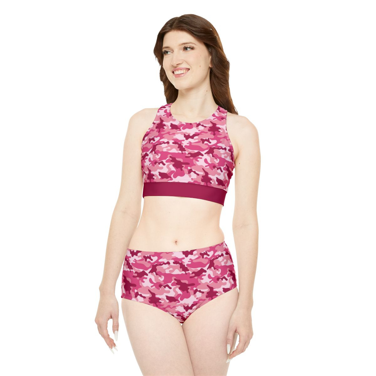 Sporty Pink Camo Bikini Set
