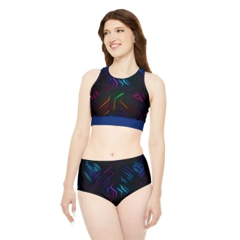 Sporty Neon Pattern Bikini Set