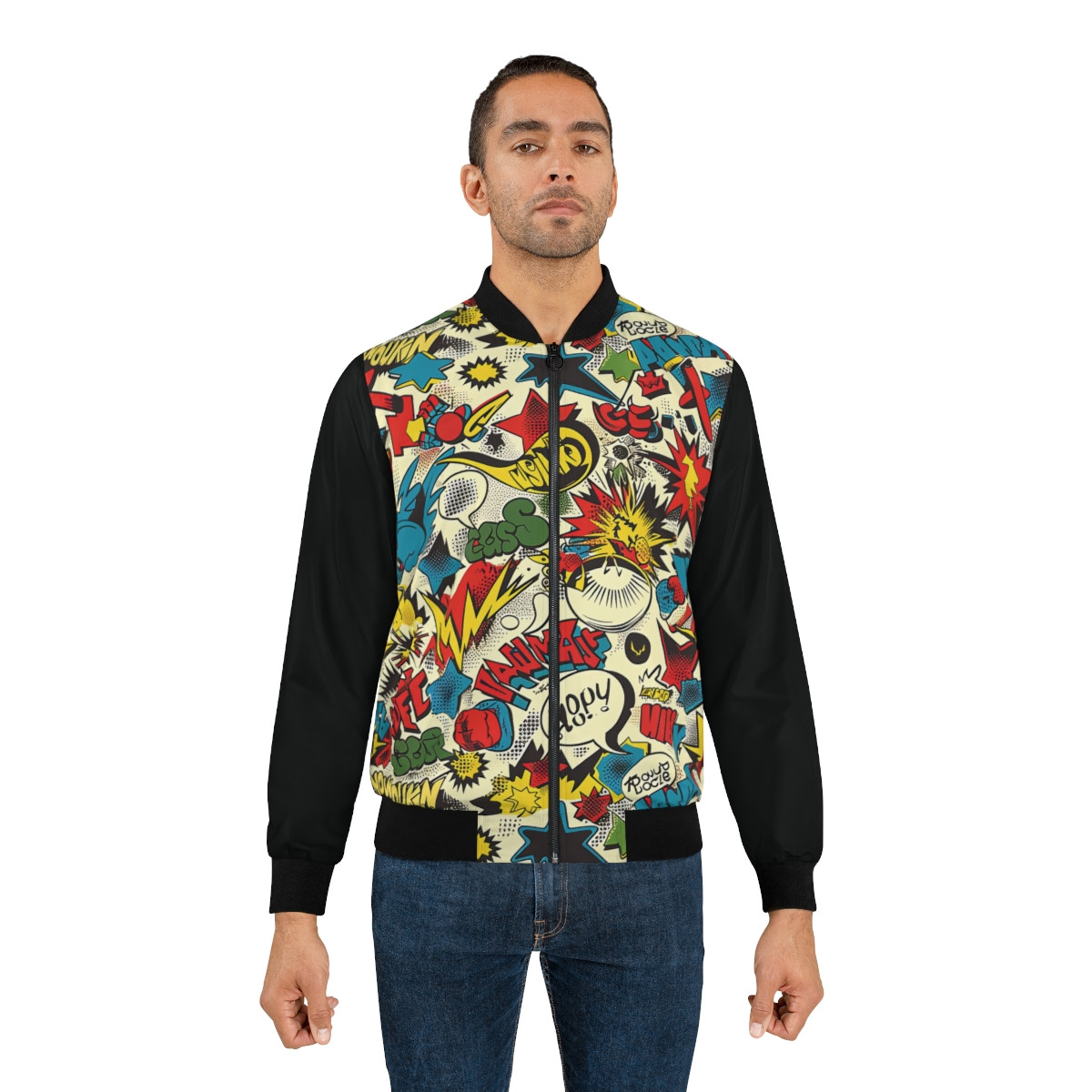 Retro Comic Style Men's Bomber Jacket