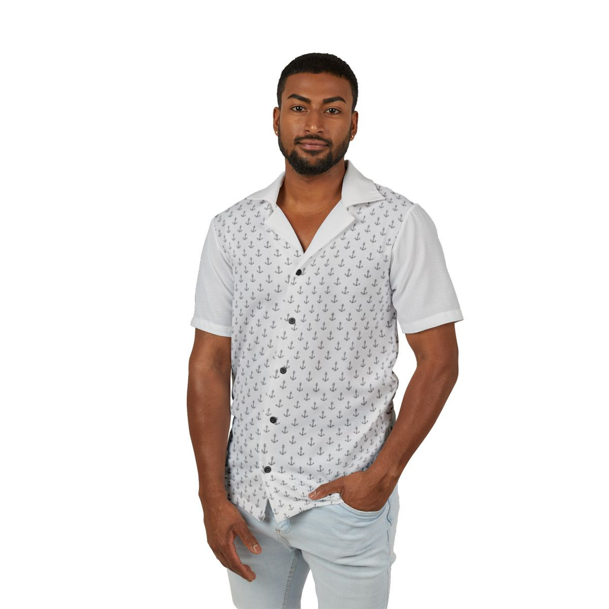 Nautical Anchor Hawaiian Camp Shirt – Perfect Gift for Ocean Lovers