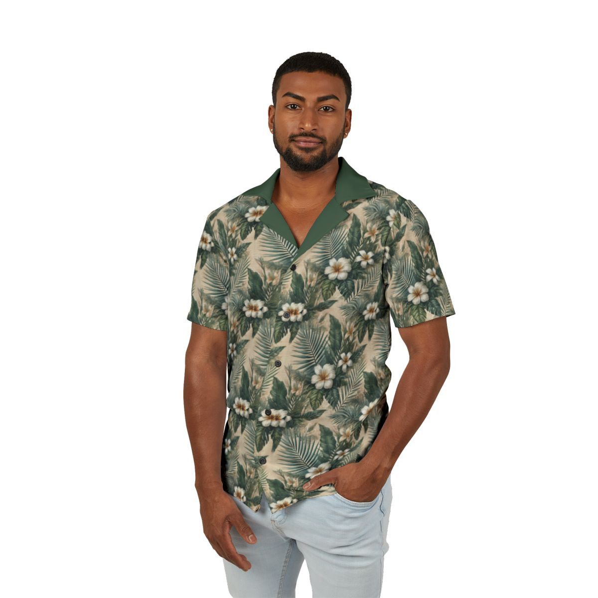 Tropical & Botanical Men's Hawaiian Camp Shirt – Nature-Inspired Design