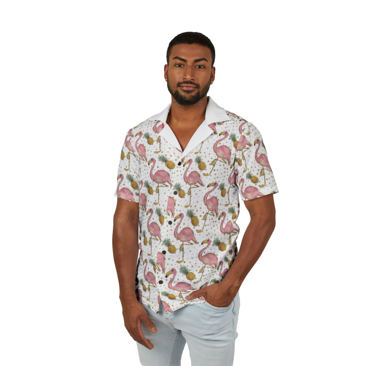 Flamingo Pineapple Men's Hawaiian Camp Shirt – Tropical Paradise