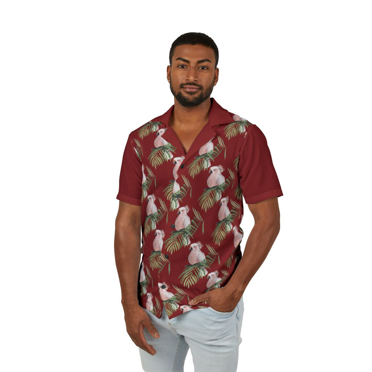 Parrots Red Men's Hawaiian Camp Shirt – Bold Tropical Print
