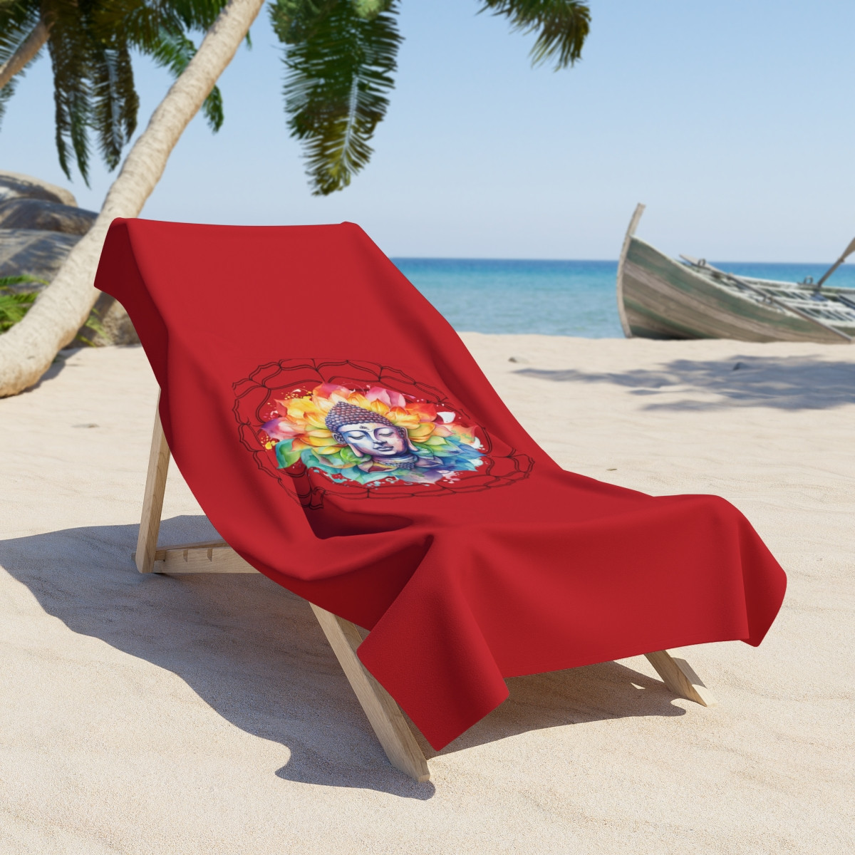 Mandala Buddha Beach Towel – Spiritual & Vibrant Beach Towel