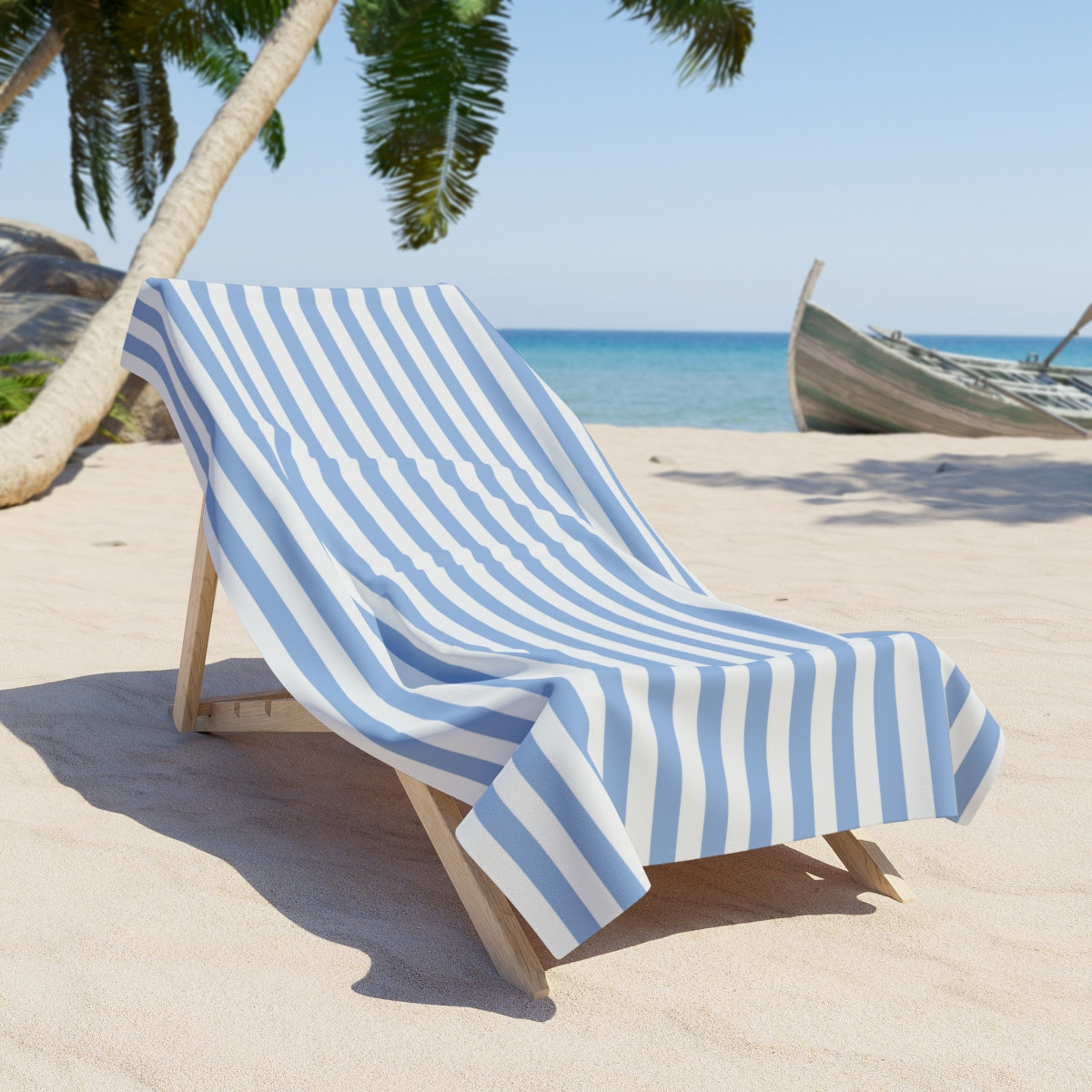 Blue and White Striped Beach Towel – Stylish & Cozy