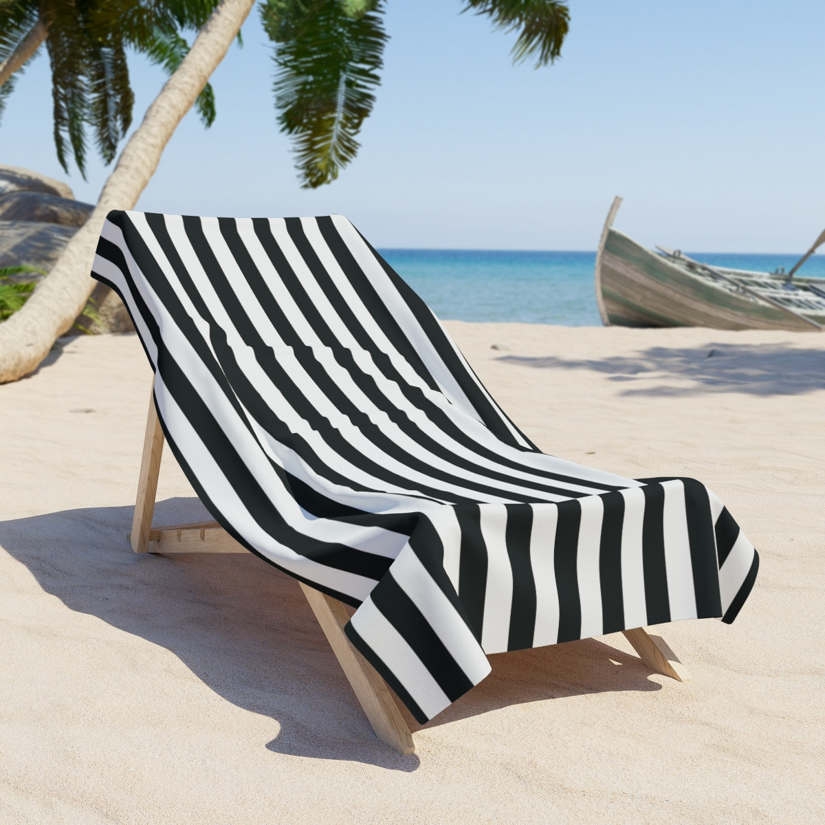 Black and White Striped Beach Towel – Chic & Comfy