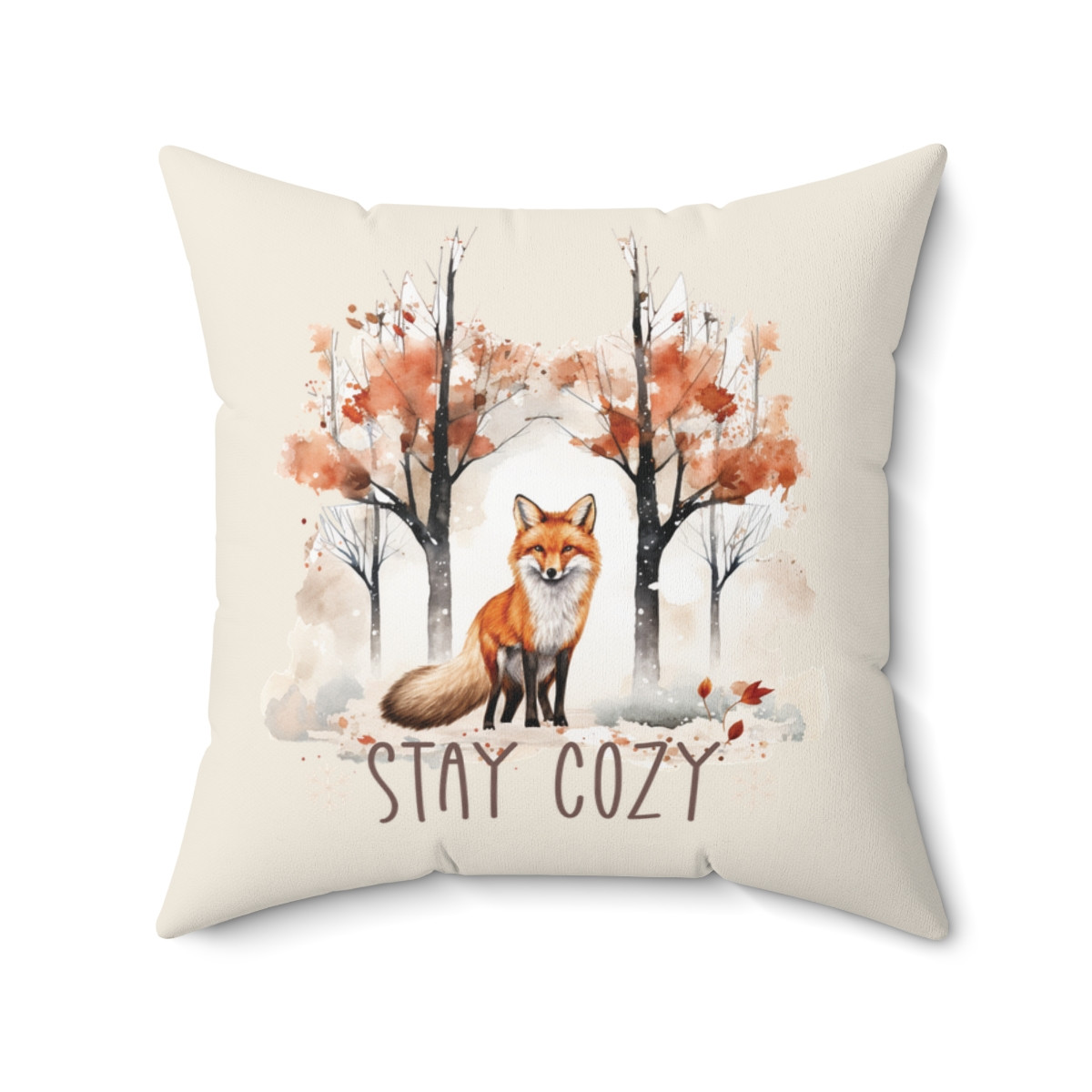 Stay Cozy Fox Square Pillow – Warmth & Whimsy for Your Home