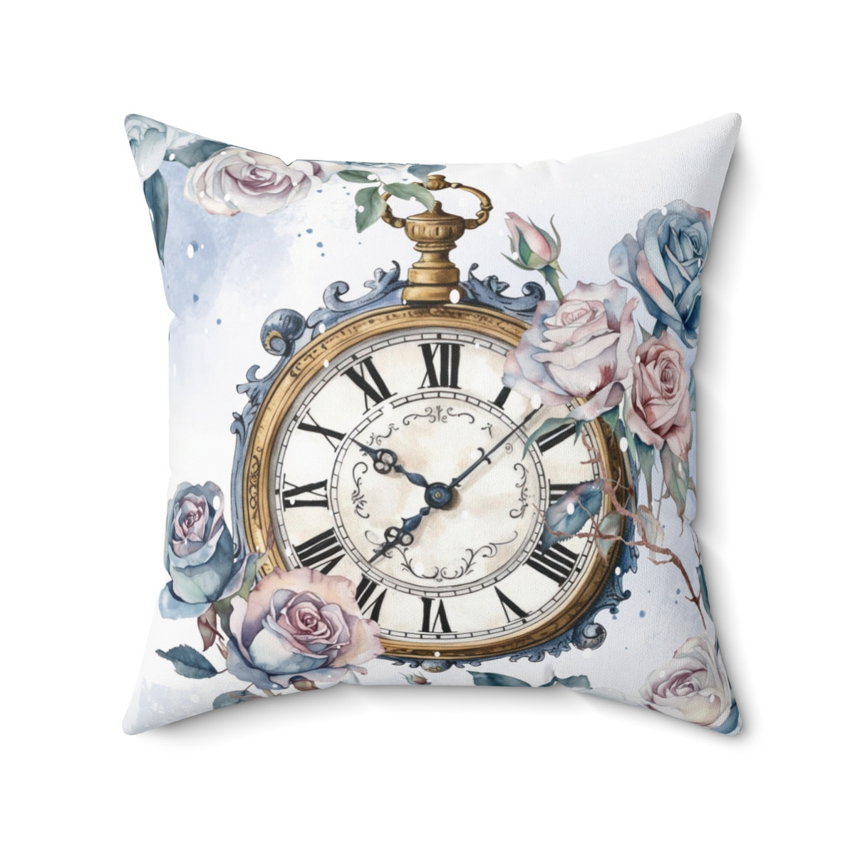 Vintage Floral Clock Pillow – Timeless Elegance for Your Home