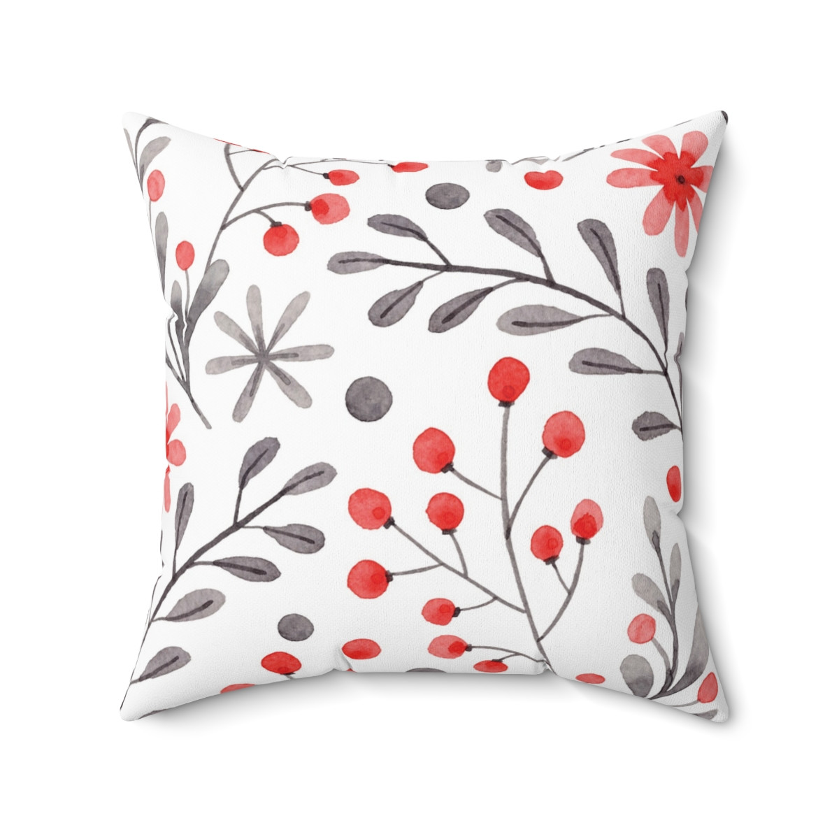 Floral Red and Grey Pillow – Elegant Home Décor Accent