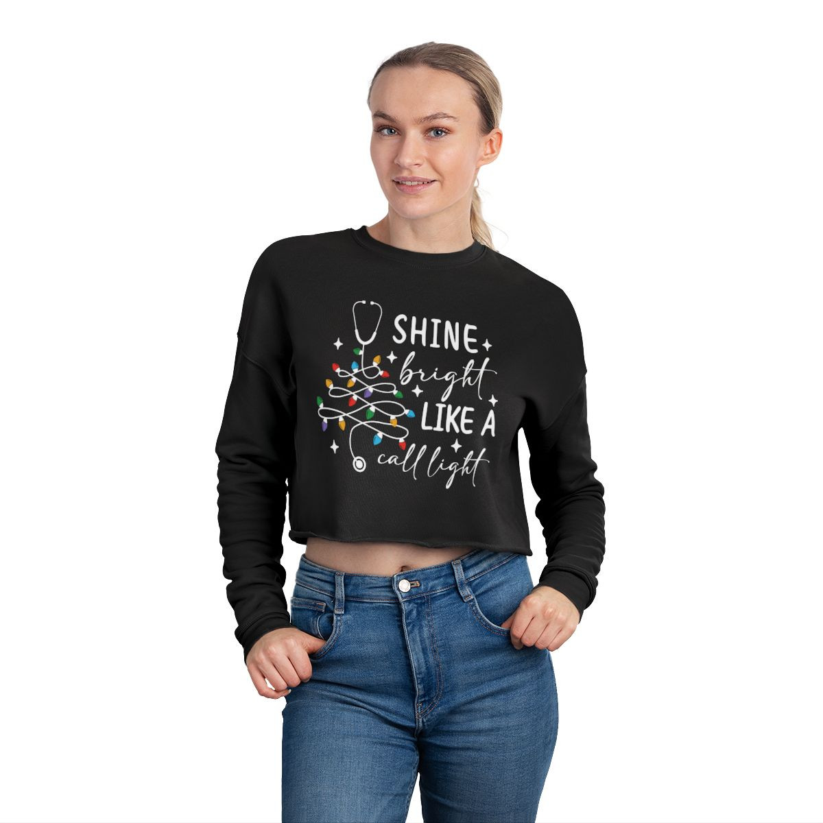 Shine Bright Like a Call Light Cropped Sweatshirt