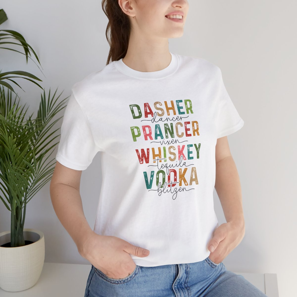 Christmas Drink Dasher, Prancer, Whiskey, and Vodka Shirt – Funny Holiday Tee