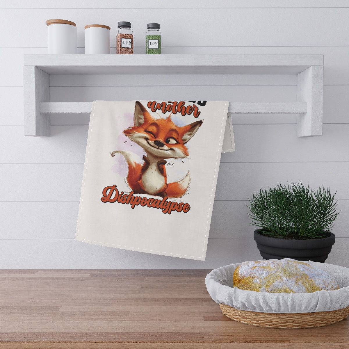 Funny Fox Tea Towels - I Survived Another Dishpocalypse!