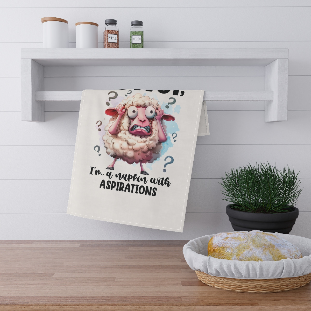 Funny Sheep Tea Towels - 'I'm a Napkin with Aspirations'