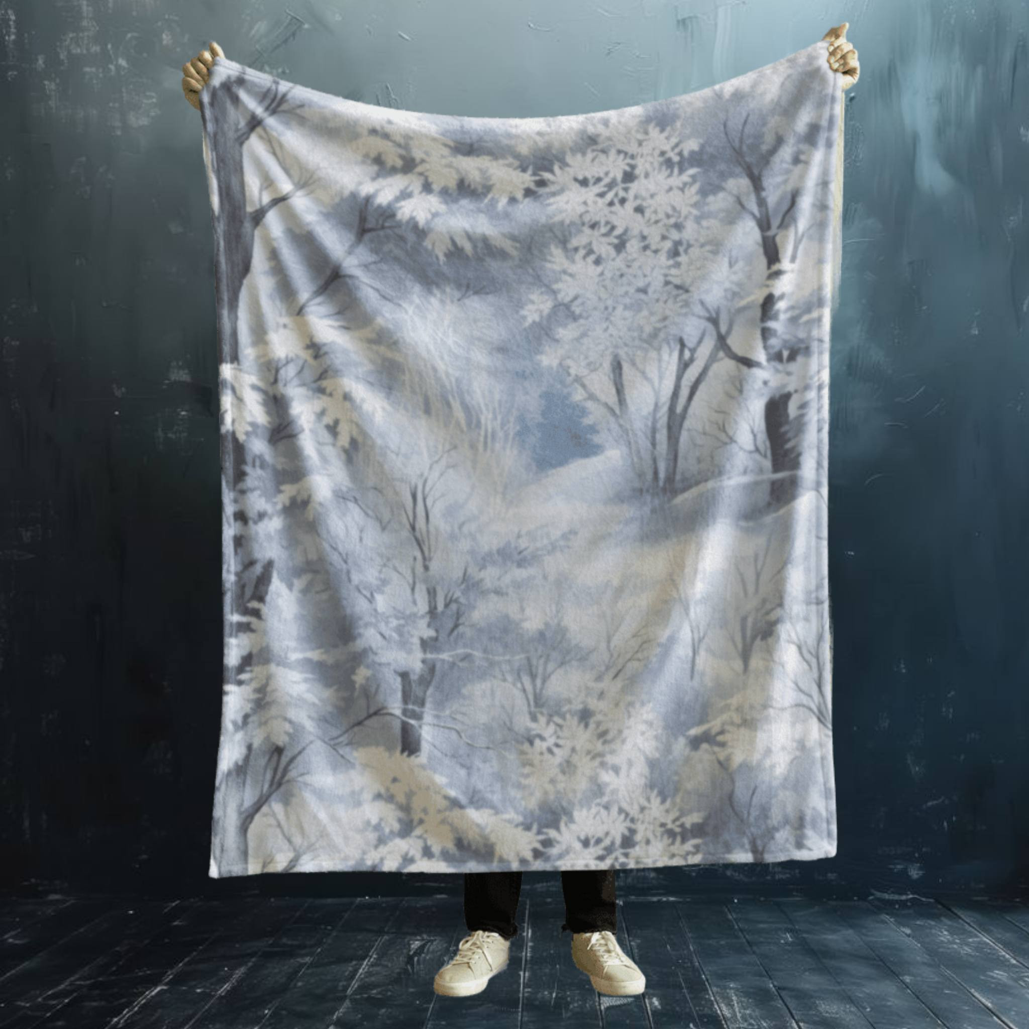 Serene Winter Velveteen Plush Blanket - Cozy Snowy Landscape Design