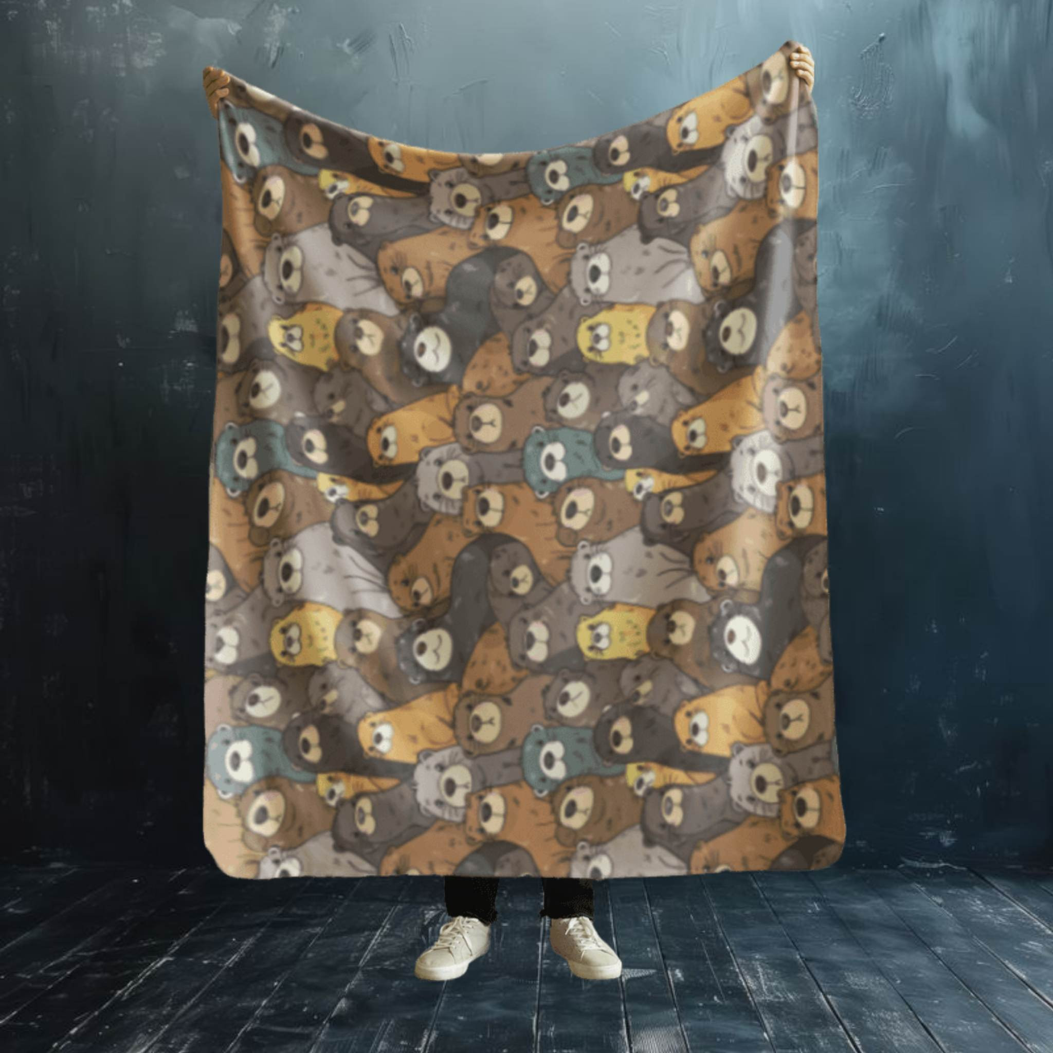 Cozy Sherpa Blanket with Adorable Otters Design - Perfect for Forts & Home Décor