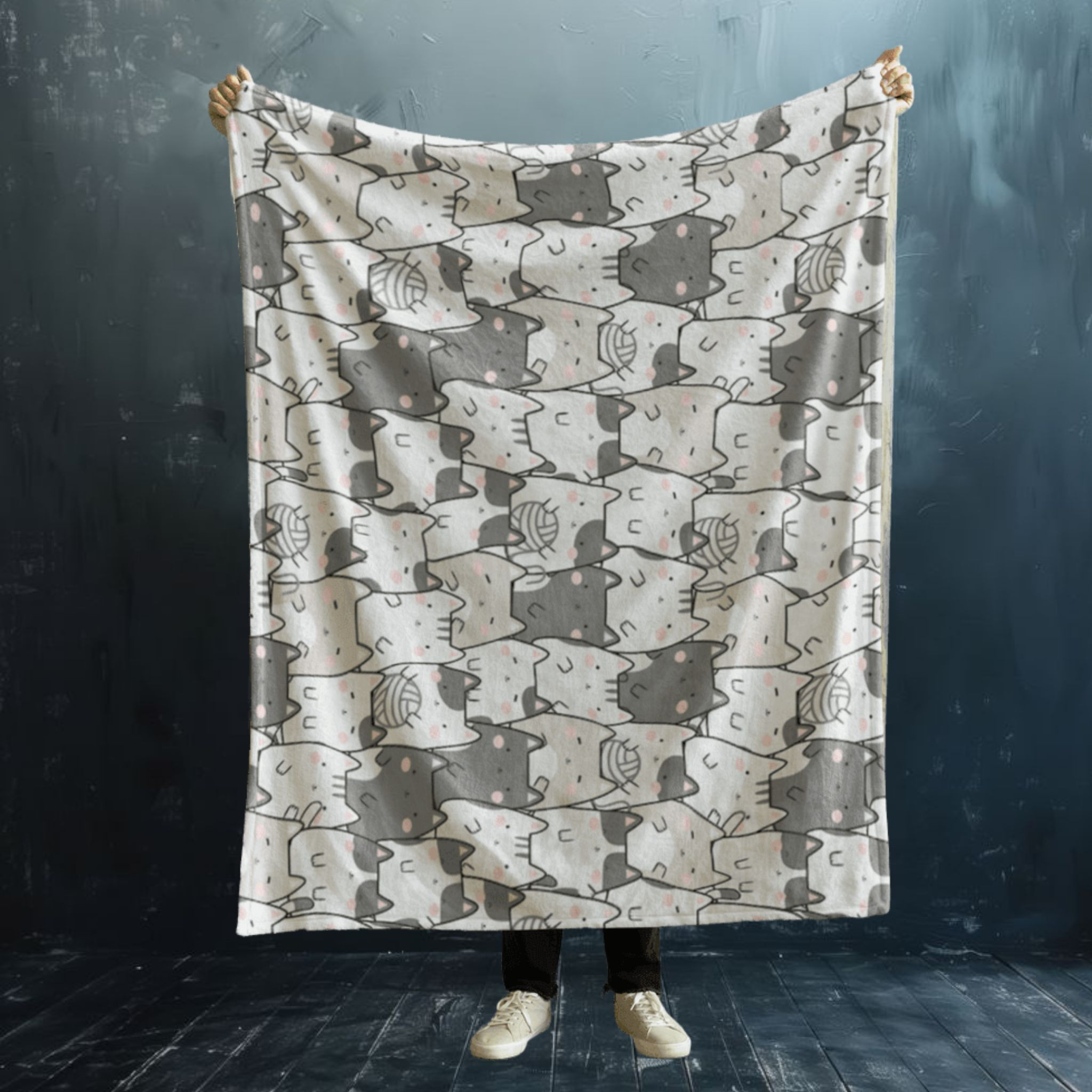 Cat Pattern Velvet Throw Blanket