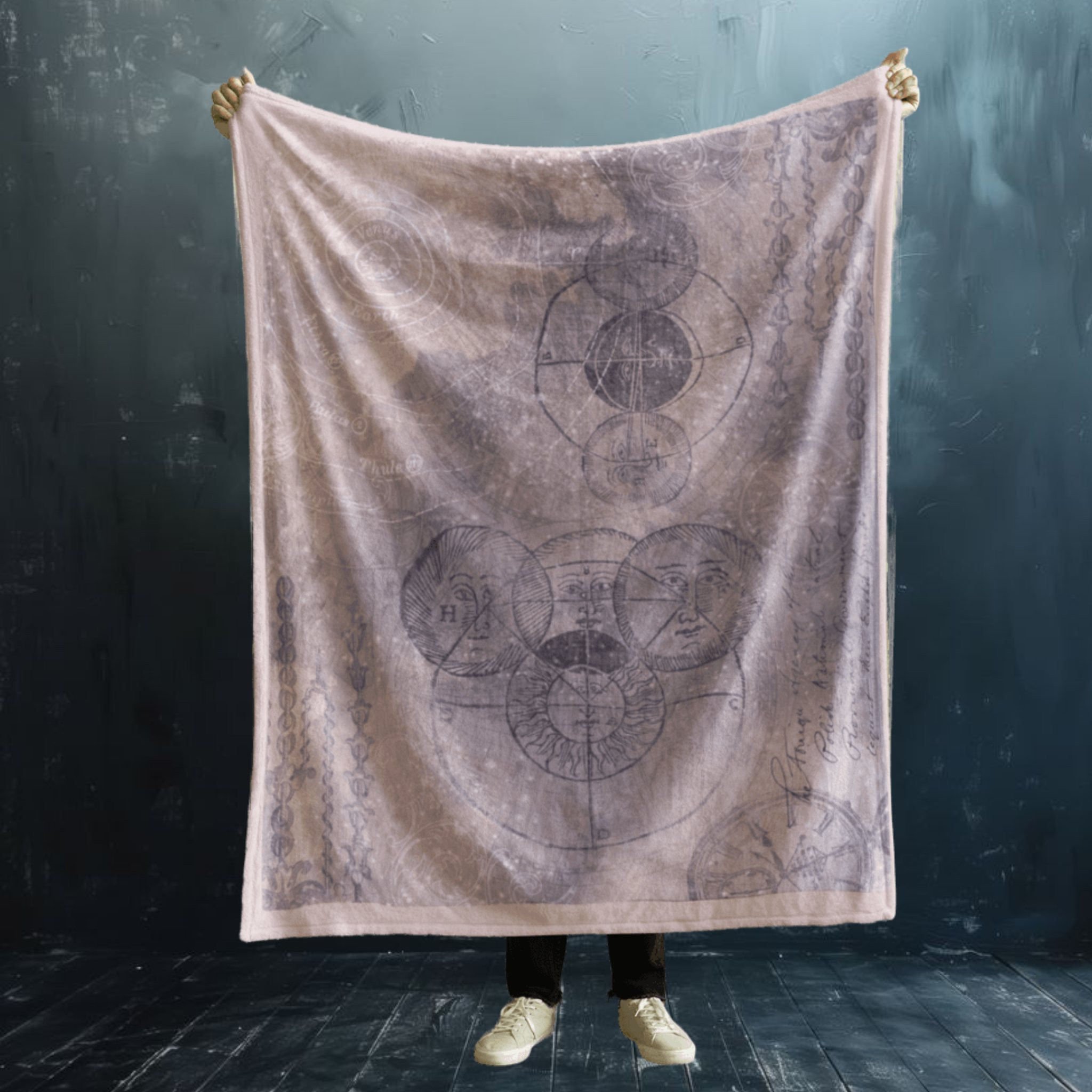 Vintage Celestial Map Velvet Throw Blanket
