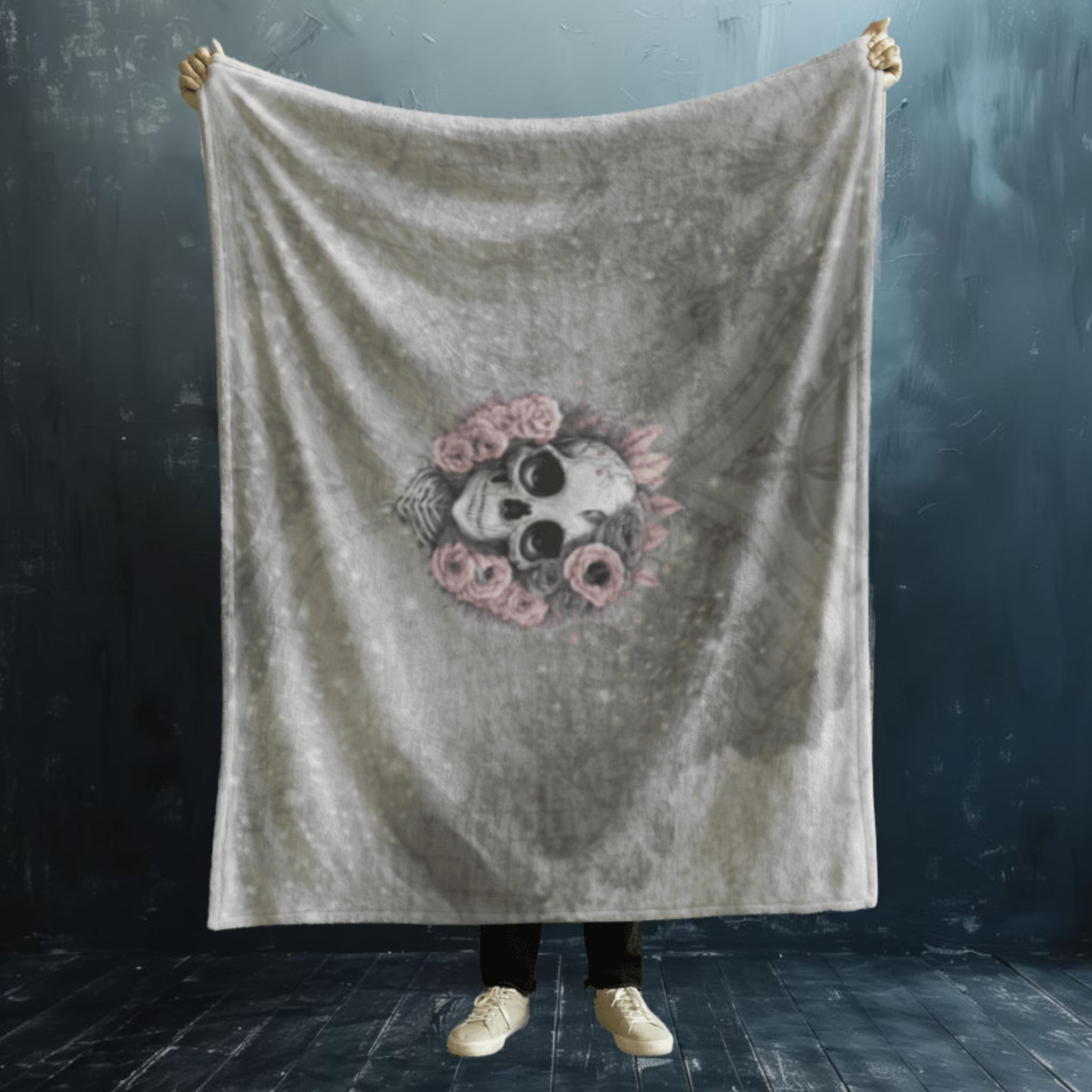 Gothic Vintage Skull Velvet Throw Blanket