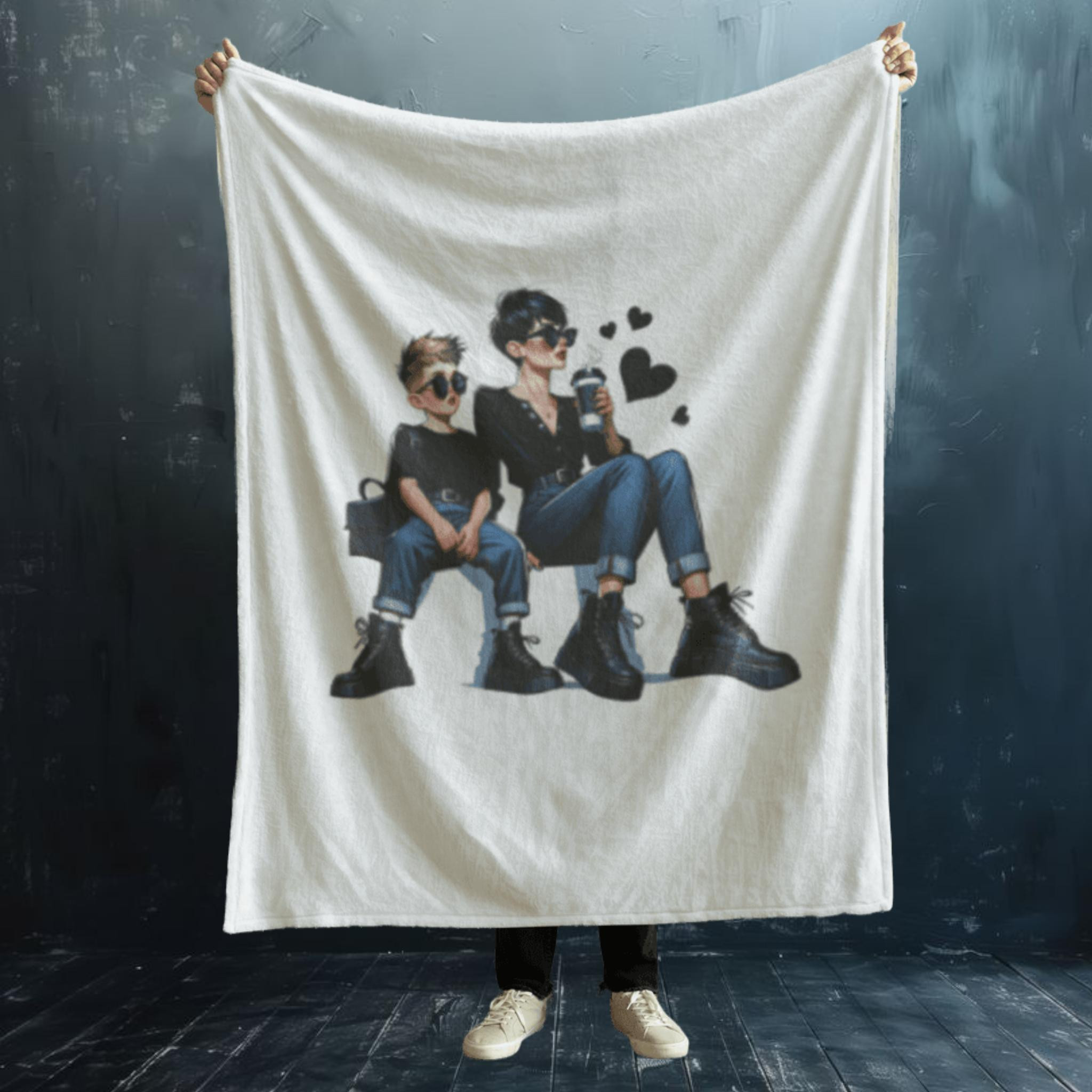 Cool Mom and Son Velvet Throw Blanket