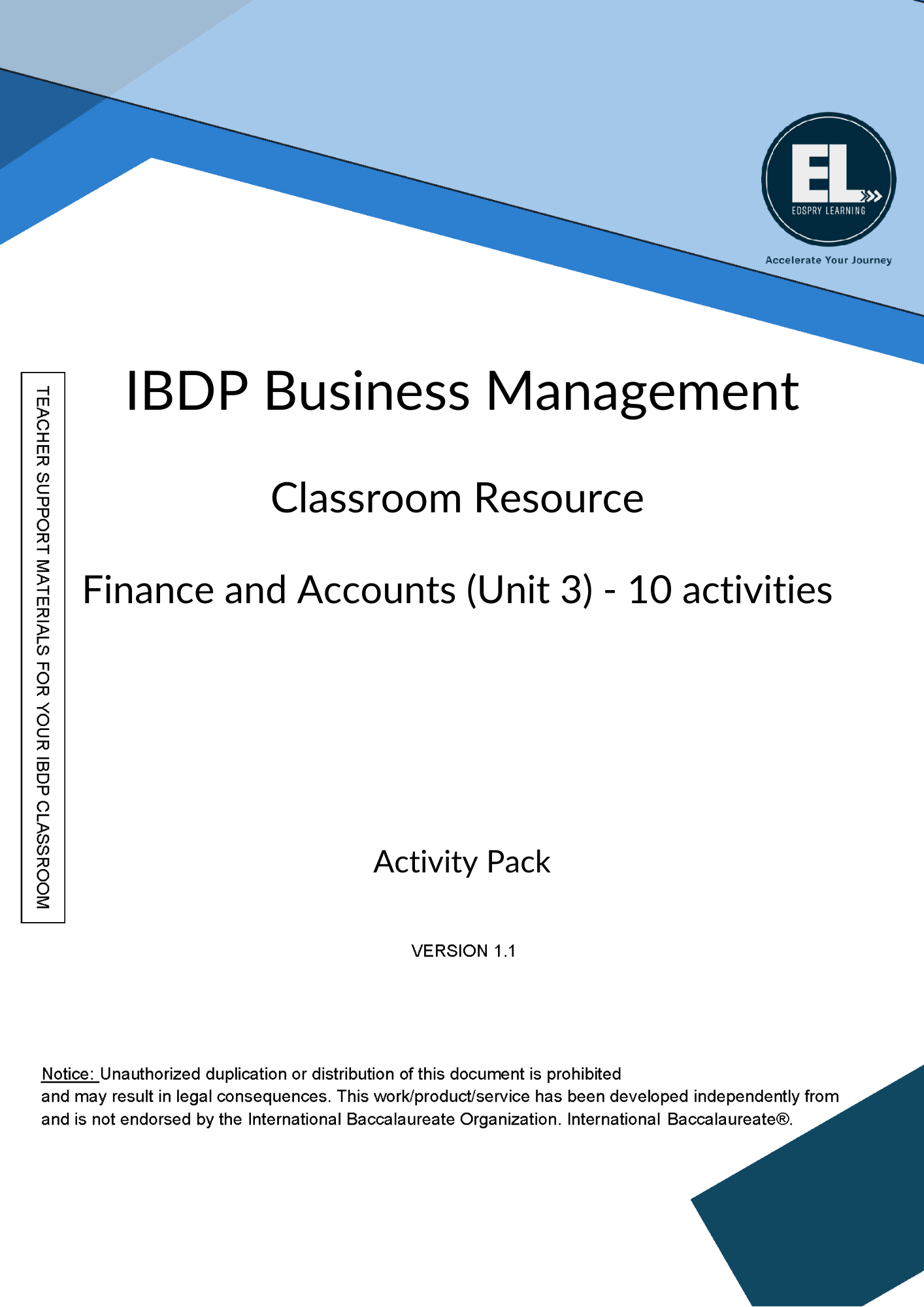 BM Finance and Accounts (Unit 3) - Pack of 10 activities