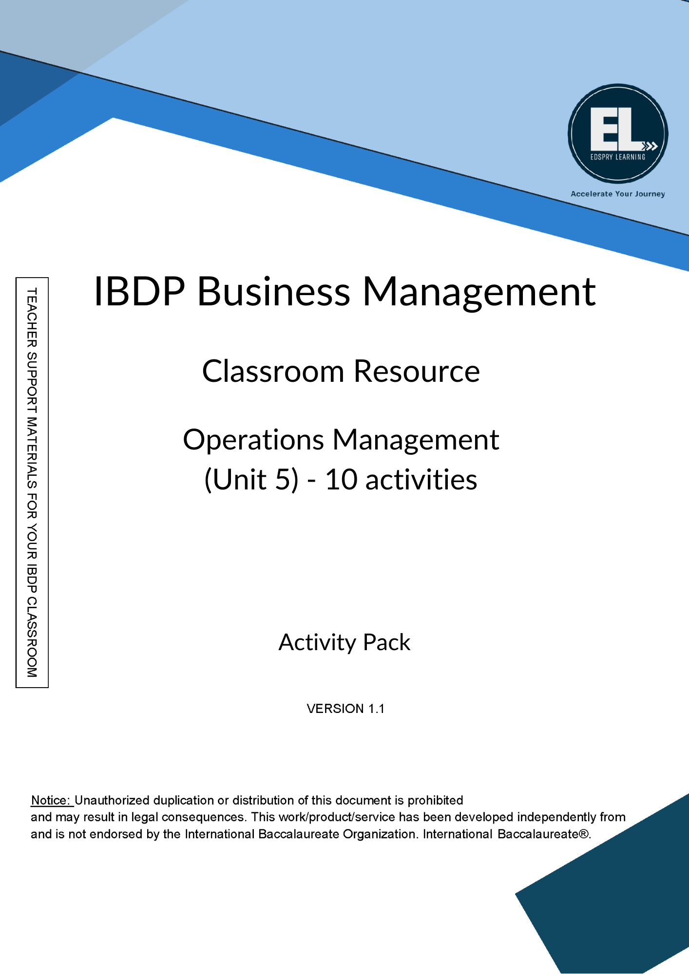 BM Operations Management (Unit 5) - Pack of 10 activities