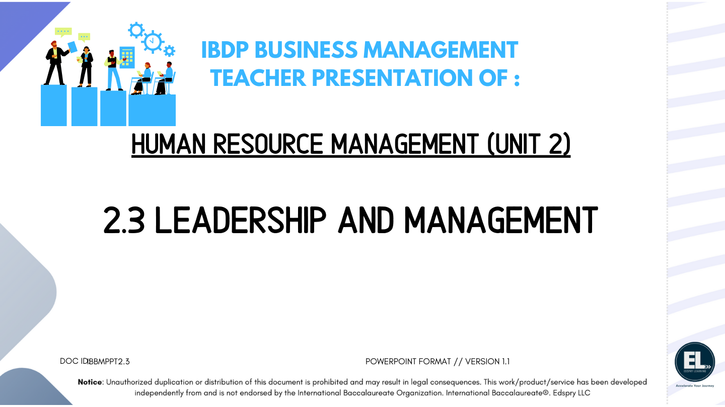 BM 2.3 Leadership and Management in Business PowerPoint