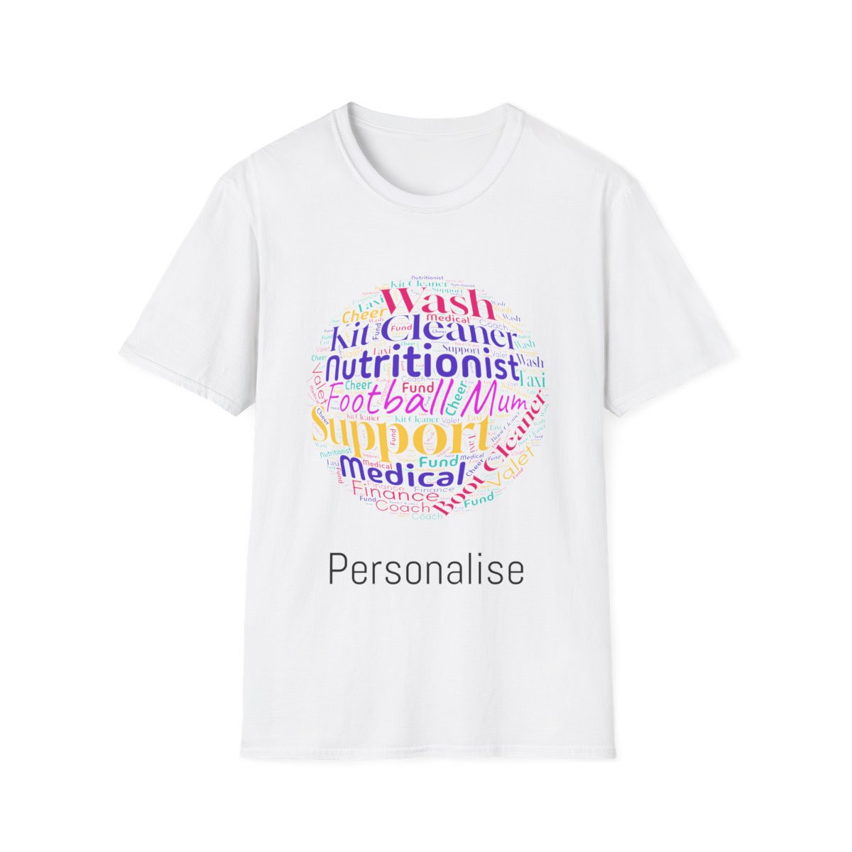 Football Mum (Soccer) sphere word cloud top Unisex Softstyle T-Shirt