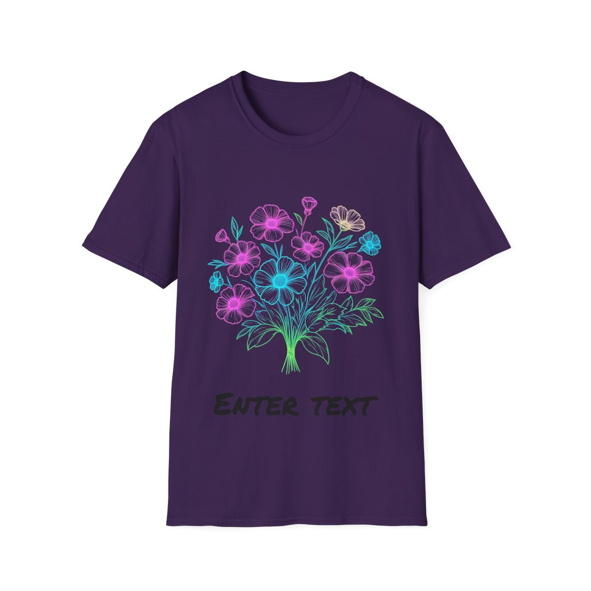Floral Customizable T-Shirt - Enter Text Design | Softstyle Unisex Tee