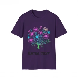 Floral Customizable T-Shirt - Enter Text Design | Softstyle Unisex Tee