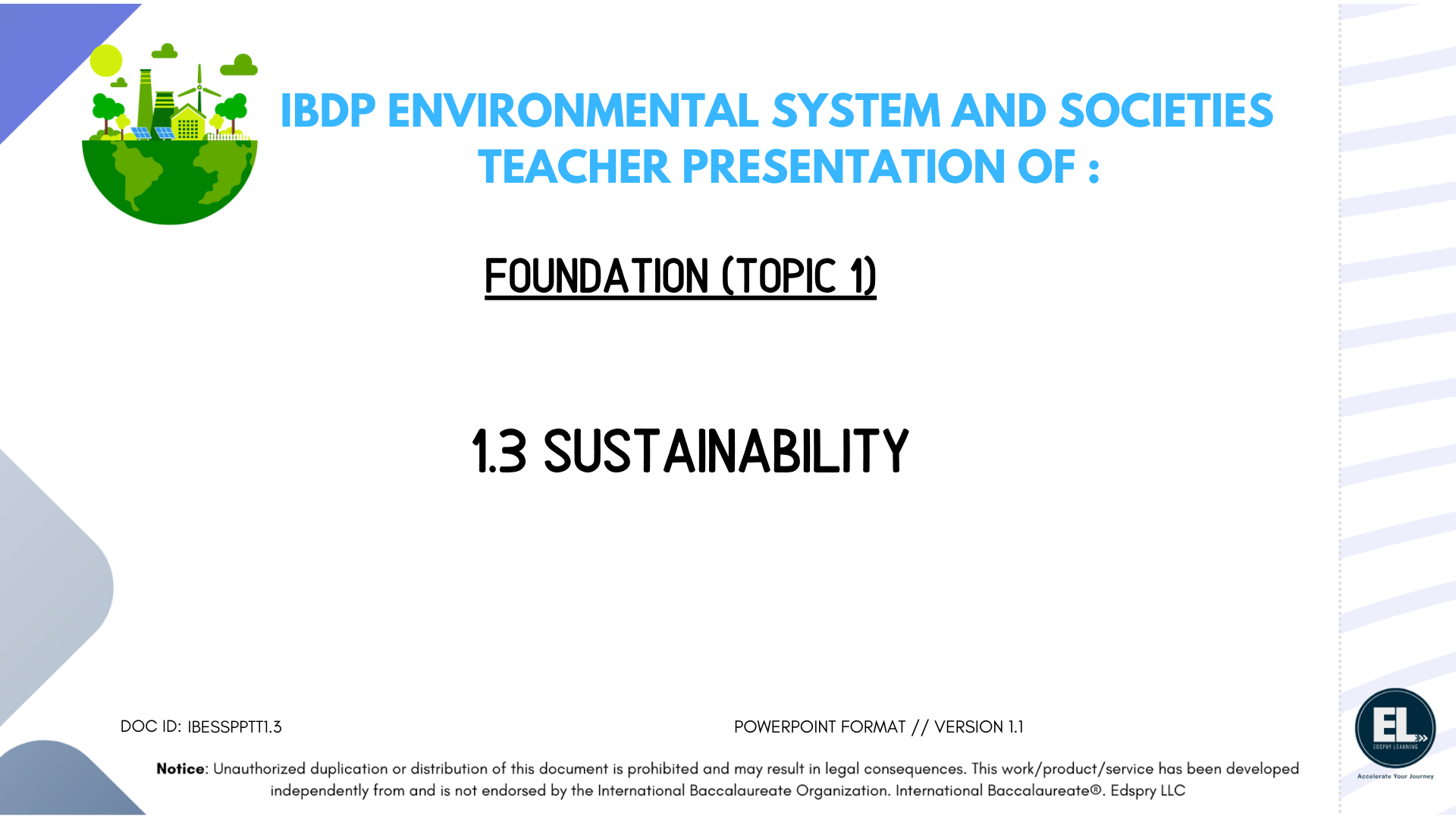 1.3 Sustainability