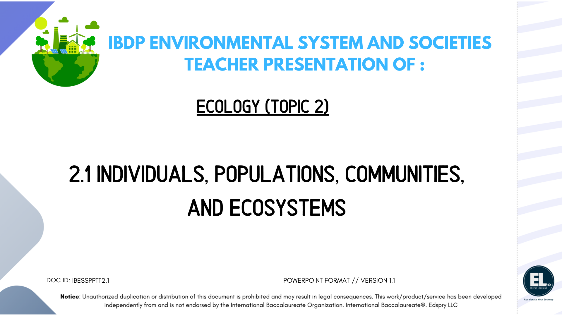 2.1 Individuals, populations, communities, and ecosystems