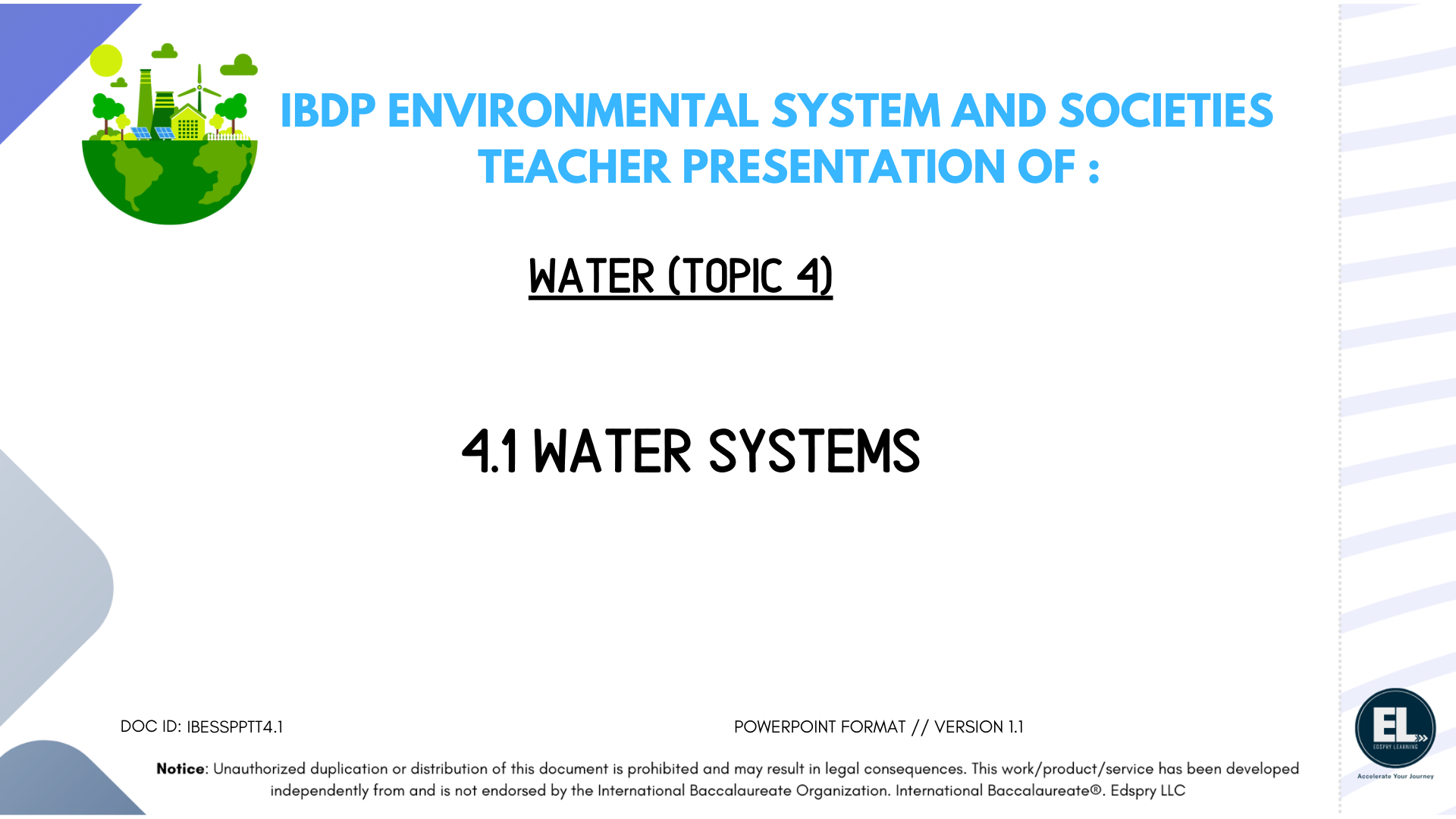 4.1 Water systems
