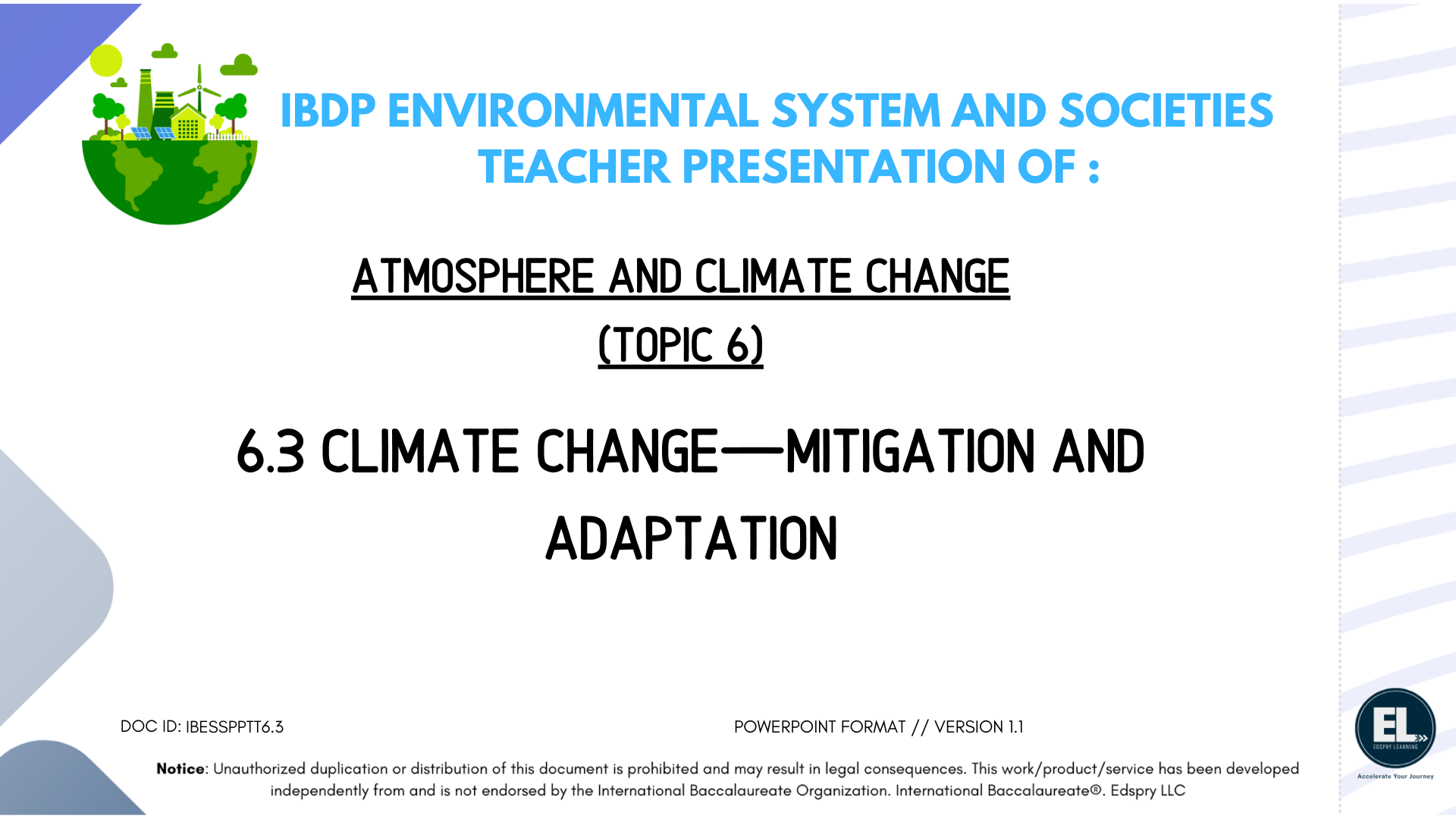 6.3 Climate change - mitigation and adaptation
