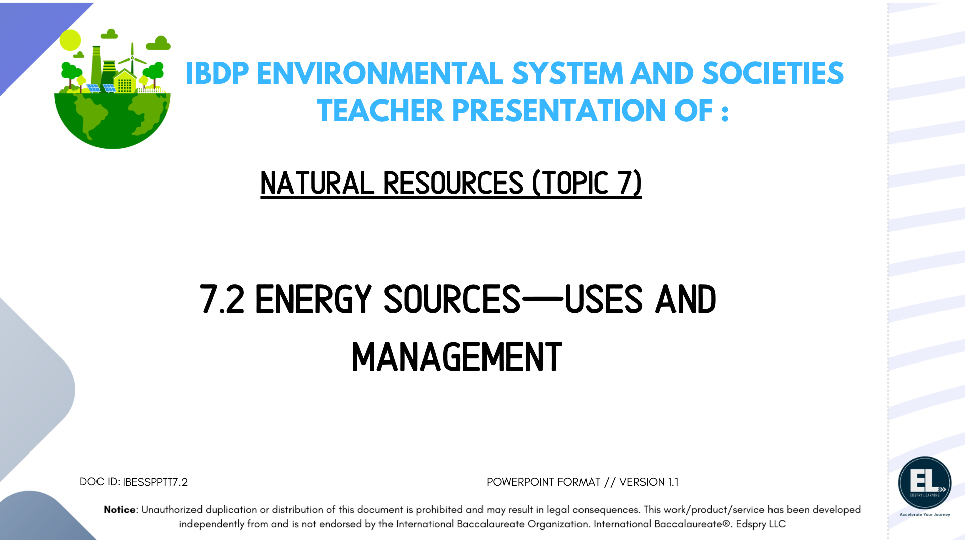 7.2 Energy sources - uses and management