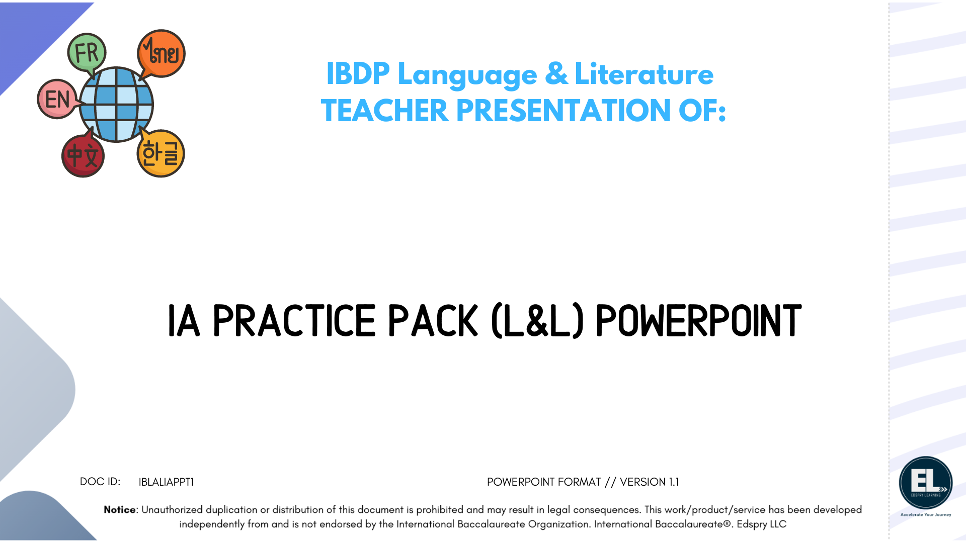 Lang & Lit IA Practice Pack (L&L) - Powerpoint