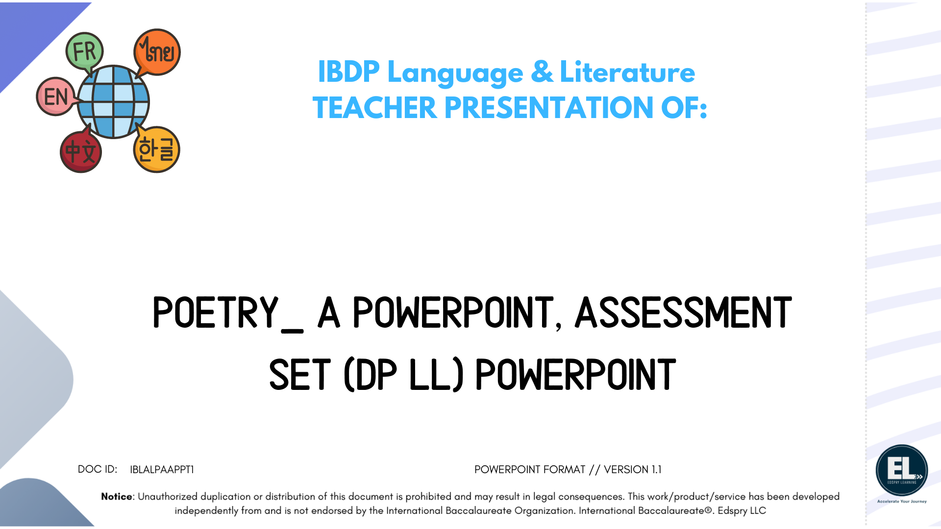 Lang & Lit Poetry_ A PowerPoint, Assessment Set (DP LL) - Powerpoint