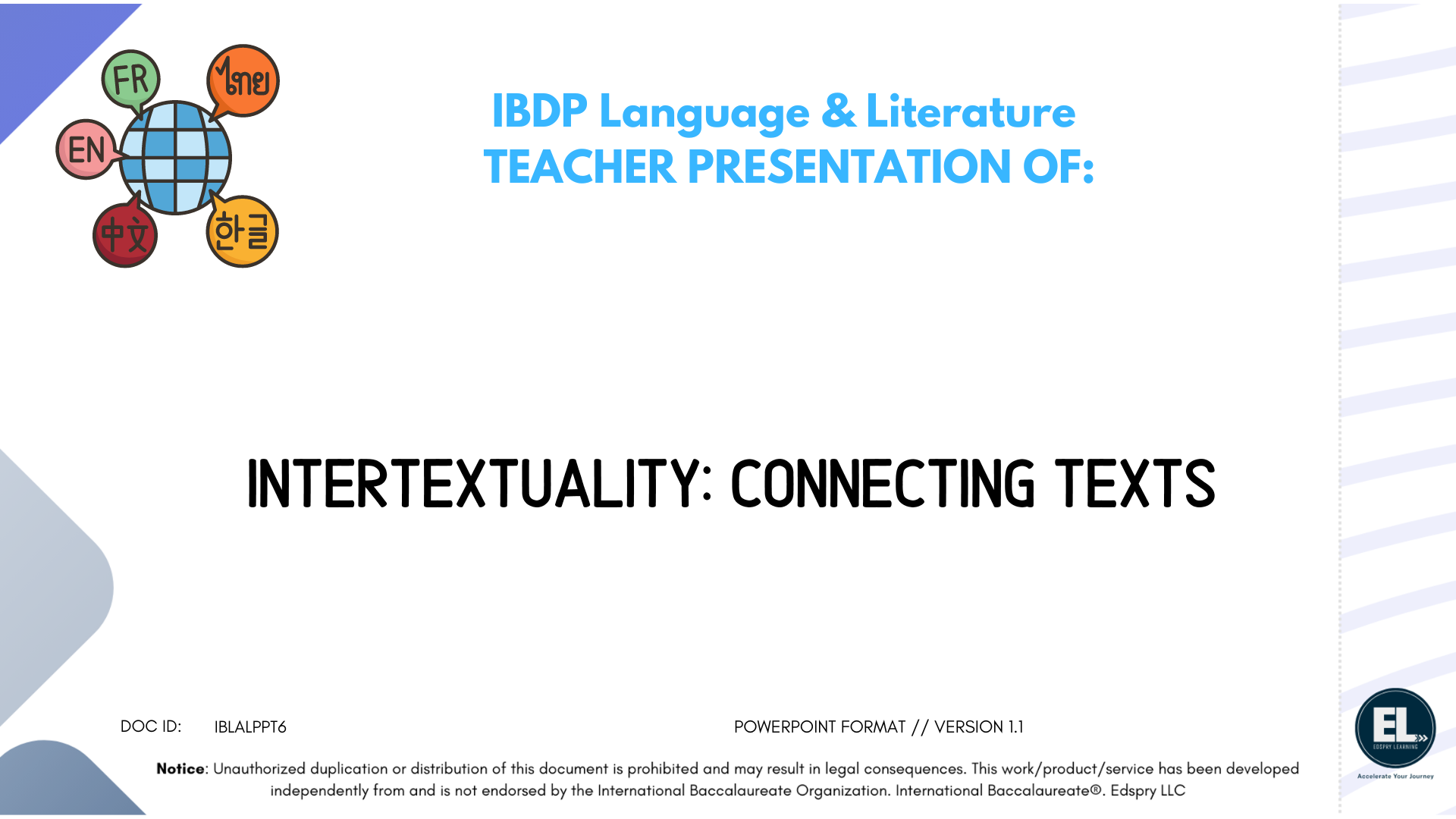 Lang & Lit Intertextuality: connecting texts - Powerpoint