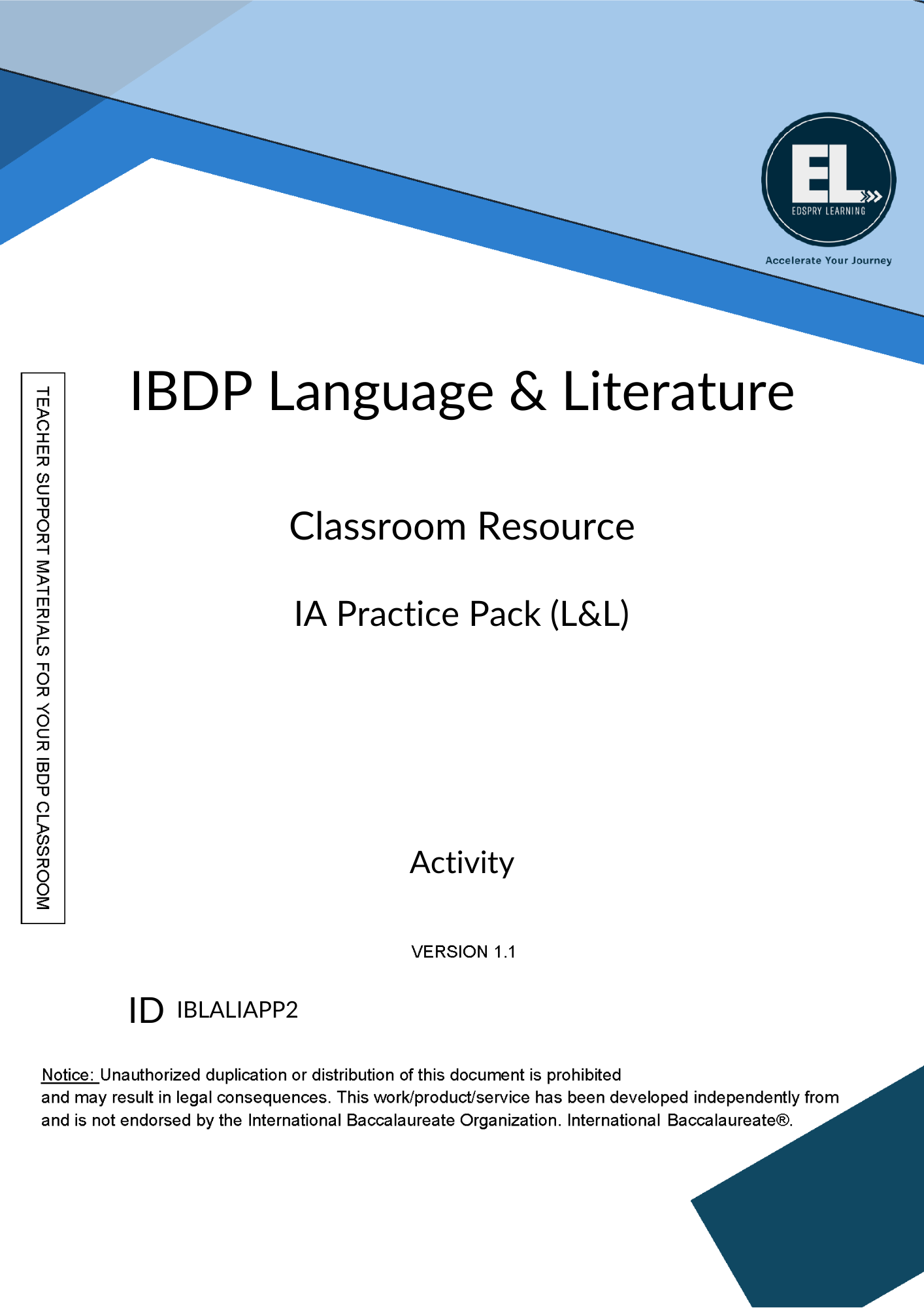 Lang & Lit IA Practice Pack (L&L) - Activity Pack