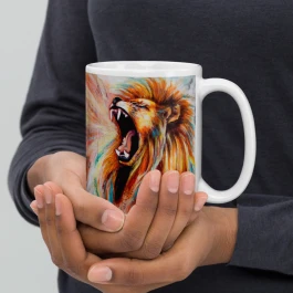 He Roars! White Glossy Mug