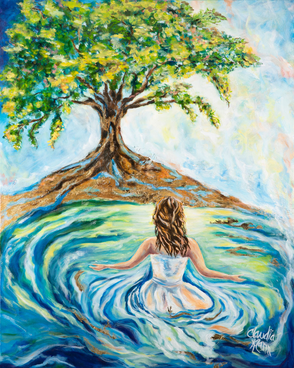 Step Into The River Oil & Mixed Media Original
