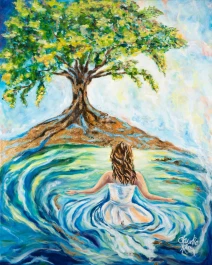 Step Into The River Oil & Mixed Media Original