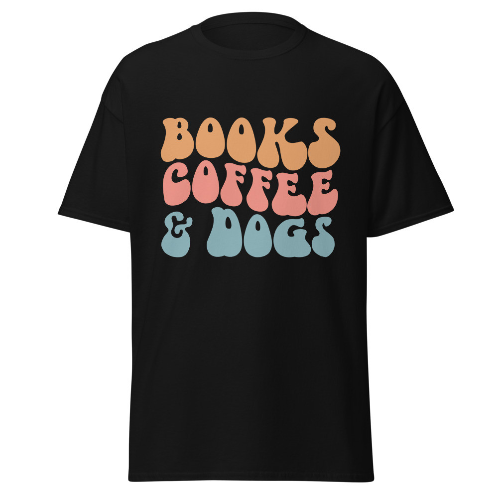 Books Coffee and Dogs Retro Unisex Classic Tee