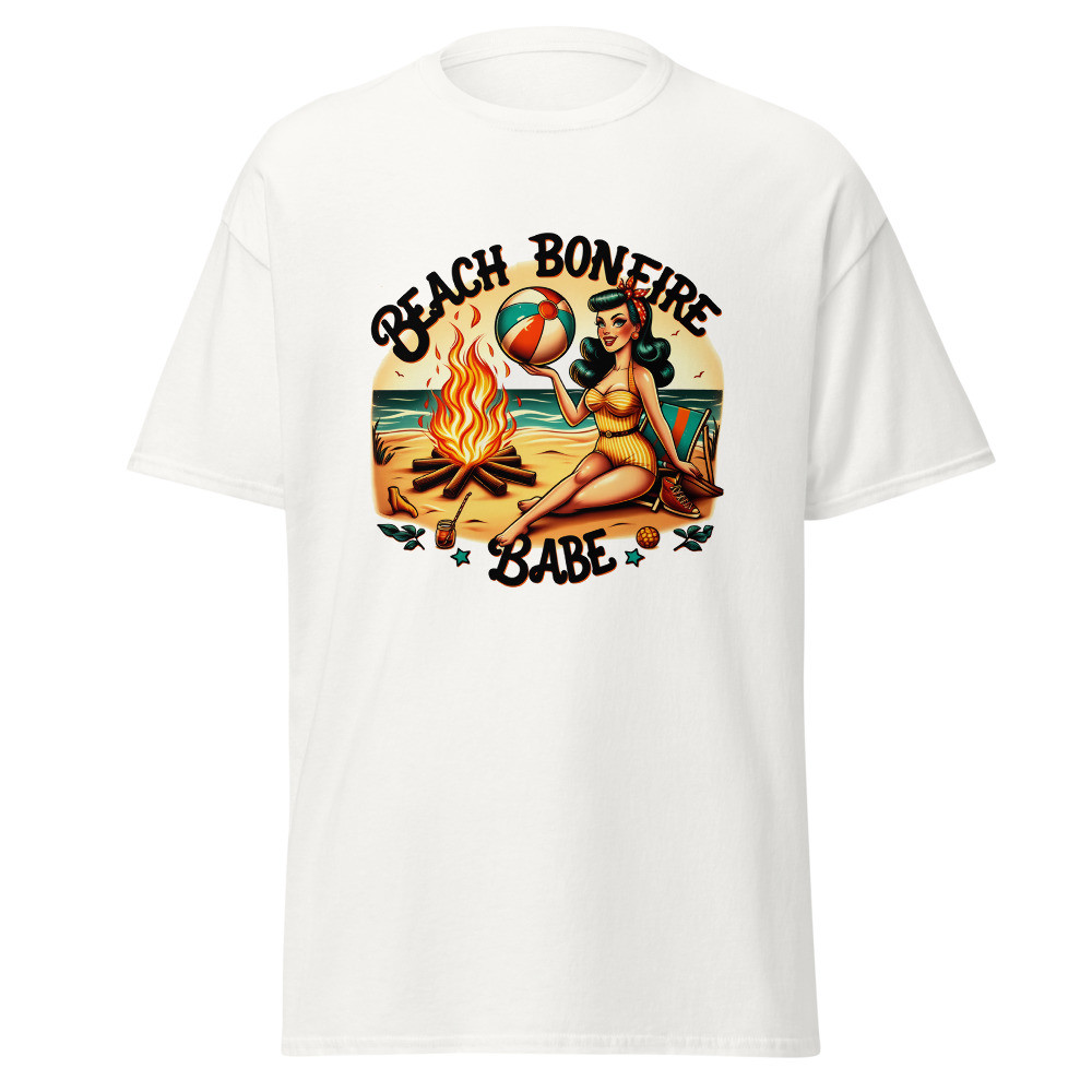 Beach Bonfire Babe Retro Pinup Unisex Classic Tee
