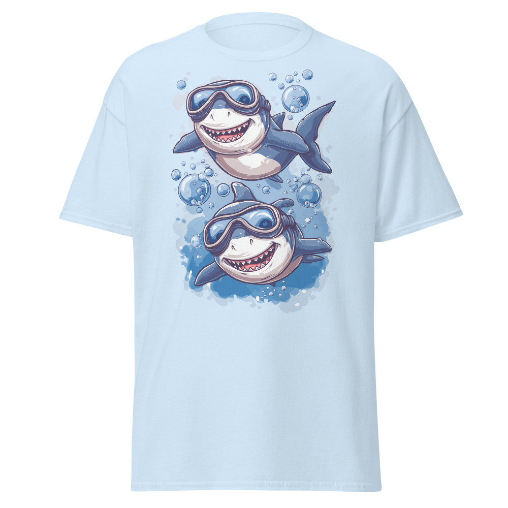 Happy Sharks Diving with Goggles Unisex Classic Tee