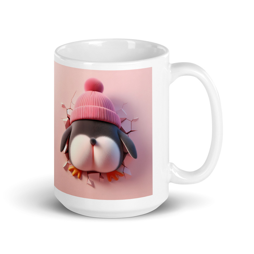 Valentine Penguin White Glossy Mug