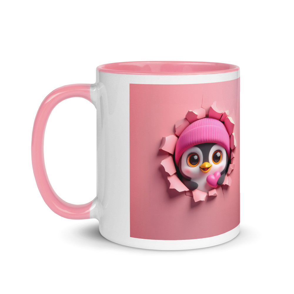 Valentine Penguin Mug with Color Inside